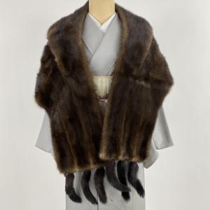 着物ショール 美品 優品 SAGAMINK 毛皮 茶色 ミンク 和装小物  中古