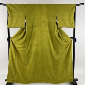 色無地 美品 秀品 コシノジュンコ 地紋 抹茶色 袷 身丈166cm 裄丈66cm M 正絹 中古