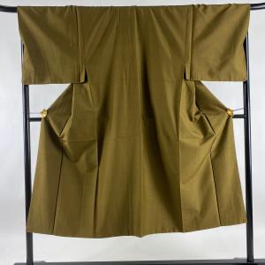 男着物 秀品 アンサンブル 紬 茶色 袷 身丈140cm 裄丈69cm S 正絹 中古