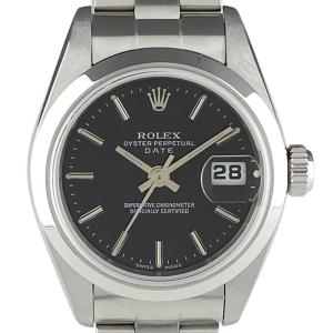 ロレックス ROLEX オイスターパーペチュアル デイト 79160 腕時計 SS 自動巻き ブラック レディース 中古  ラッピング可