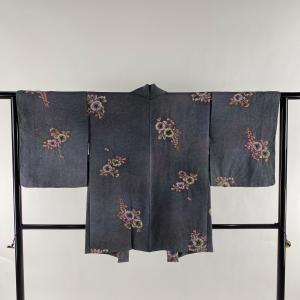 羽織 身丈79.5cm 裄丈62cm S 辻が花柄 灰色 正絹 美品 秀品 中古｜kaipre