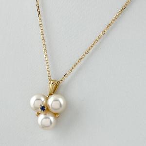 ミキモト MIKIMOTO パール デザインネックレス YG イエローゴールド ペンダント 真珠 ネ...