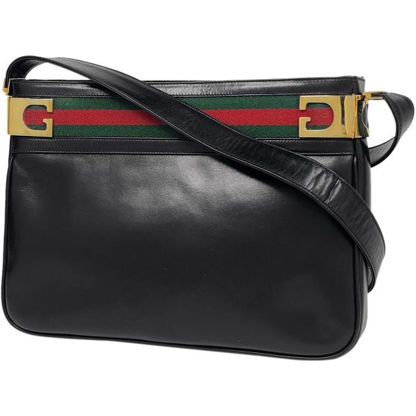 グッチ GUCCI レザー ショルダーバッグ シェリーライン ウェブ オールドグッチ ショルダーバッ...