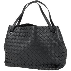 ボッテガヴェネタ BOTTEGAVENETA イントレチャート トートバッグ ナッパ ハンドバッグ トートバッグ レザー ブラック レディース 中古 在庫一掃｜