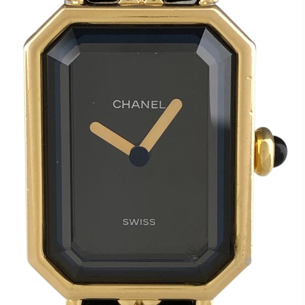 シャネル CHANEL プルミエール Lサイズ H0001 腕時計 SS レザー クォーツ ブラック...