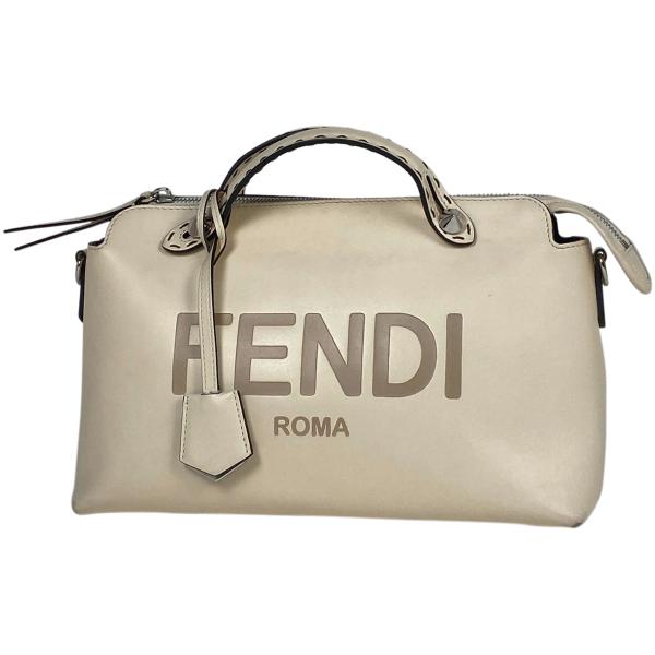 フェンディ FENDI バイザウェイ ミディアム ロゴ ハンドバッグ レザー ベージュ 8BL146...