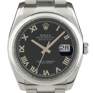 ロレックス ROLEX デイトジャスト ローマン 116200 腕時計 SS 自動巻き ブラック メ...