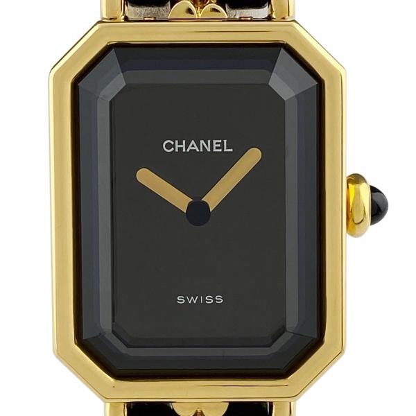 シャネル CHANEL プルミエール Lサイズ H0001 腕時計 SS レザー クォーツ ブラック...