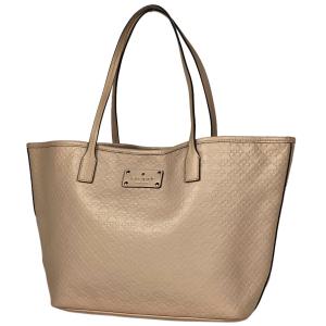 ケイトスペード Kate Spade ロゴ トートバッグ エンボス 肩掛け ショルダーバッグ トートバッグ レザー ベージュ WKRU3853 レディース 中古