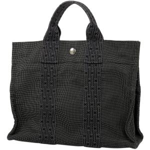 エルメス HERMES エールライン PM ハンドバッグ トートバッグ ナイロンキャンバス グレー ブラック レディース 中古