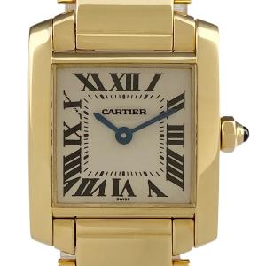 カルティエ CARTIER タンクフランセーズ SM ローマン W50002N2 腕時計 YG クォーツ アイボリー レディース 中古  ラッピング可｜kaipre