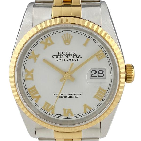 ロレックス ROLEX デイトジャスト 16233 腕時計 SS YG 自動巻き ホワイト メンズ ...