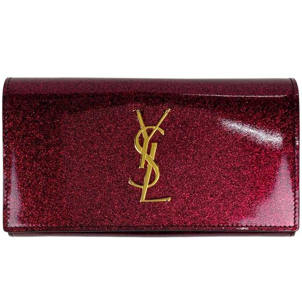 イヴ・サンローラン YVES SAINT LAURENT ロゴ 長財布 ラメ 小銭入れ 札入れ 長財...