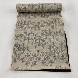 反物 秀品 紬 麻の葉 薄茶色 正絹 中古