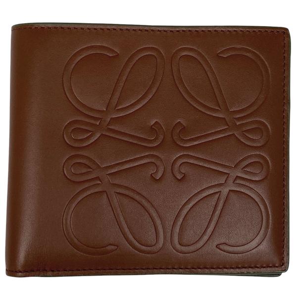 ロエベ LOEWE アナグラム 二つ折り財布 札入れ カード入れ 二つ折り財布 レザー ブラウン レ...