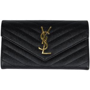 イヴ・サンローラン YVES SAINT LAURENT ロゴ 二つ折り 長財布 札入れ 小銭入れ ...