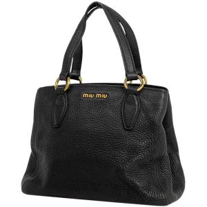 ミュウ ミュウ Miu Miu ロゴ ハンドバッグ 2WAY ショルダーバッグ ハンドバッグ レザー ブラック レディース 中古｜kaipre