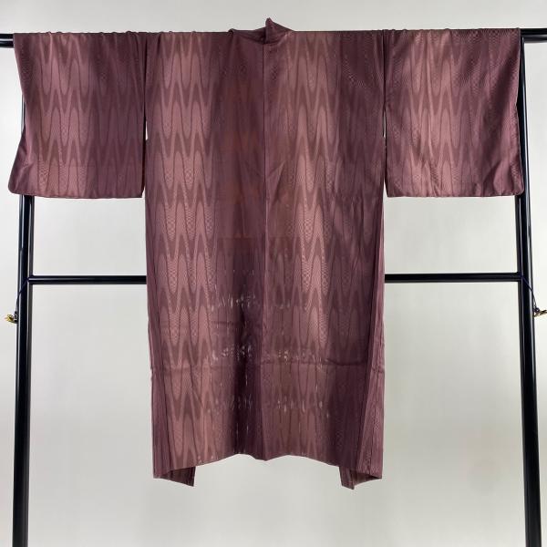 羽織 身丈117cm 裄丈70.5cm L やまと 幾何学模様 ぼかし 紫 正絹 美品 逸品 中古