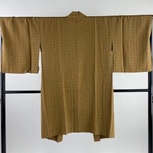 羽織 身丈105.5cm 裄丈68cm L 鈴乃屋 格子 隈取 茶色 正絹 美品 名品 中古｜kaipre