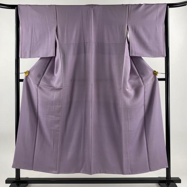 色無地 身丈151.5cm 裄丈65.5cm M 袷 地紋 薄紫 正絹 優品 中古