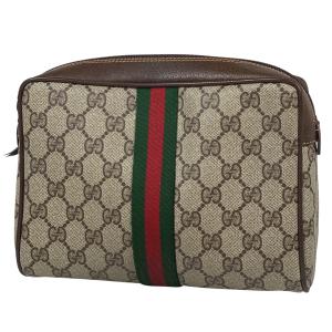 グッチ GUCCI GG柄 セカンドバッグ シェリーライン ウェブ オールドグッチ 15601012 コーティングキャンバス ブラウン レディース 中古｜kaipre