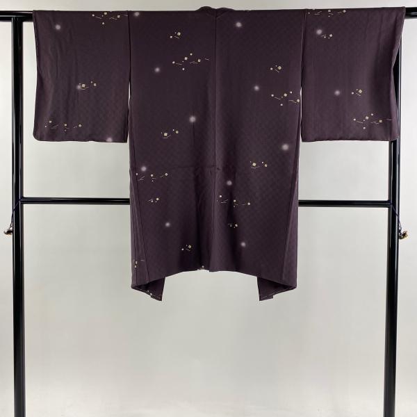 羽織 身丈92cm 裄丈63.5cm S 箔散らし 金彩 紫 正絹 名品 中古