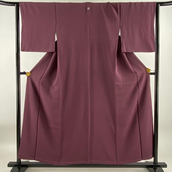 色無地 身丈154cm 裄丈64.5cm M 袷 紫 正絹 優品 一つ紋 中古