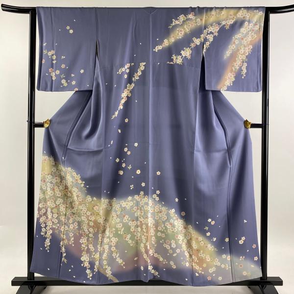 訪問着 身丈157.5cm 裄丈64.5cm M 袷 ほていや 枝垂れ桜 花びら 金糸 金銀彩 薄紫...