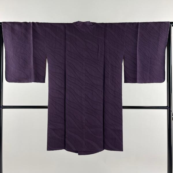 道行 身丈97cm 裄丈62cm S 和装コート 被布衿 濃紫 正絹 美品 秀品 中古