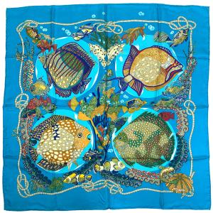 エルメス HERMES カレ 90 Grands Fonds 深海 魚 スカーフ シルク 