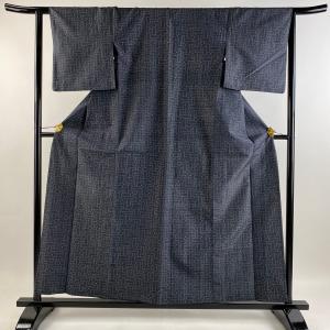 紬 身丈158cm 裄丈62cm S 単衣 幾何学 灰色 正絹 秀品 中古｜kaipre