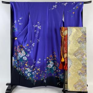 振袖 身丈169cm 裄丈72cm L 袷 袋帯フルセット ねじ梅 枝梅 金糸 金彩 