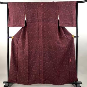 江戸小紋 身丈157cm 裄丈67cm M 袷 落款あり 角通し 紫 正絹 秀品 中古  