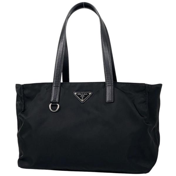 プラダ PRADA ロゴプレート ハンドバッグ トートバッグ ナイロン ネロ(ブラック) レディース...