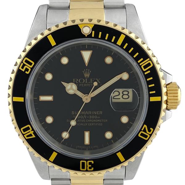 OH済 ロレックス ROLEX サブマリーナ デイト 16613 腕時計 SS YG 自動巻き ブラ...