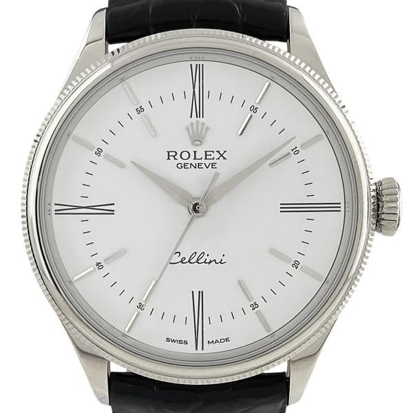 OH済 保証書 ロレックス ROLEX チェリーニ タイム 50509 腕時計 WG レザー 手巻き...