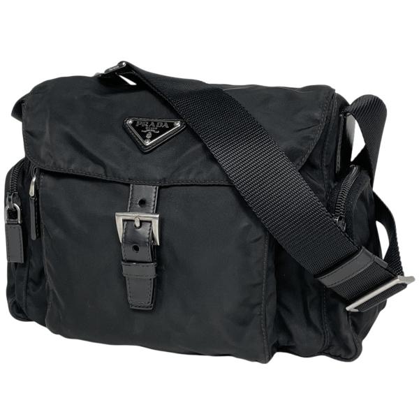 プラダ PRADA ロゴプレート ショルダーバッグ 斜め掛け ショルダーバッグ ナイロン ネロ(ブラ...