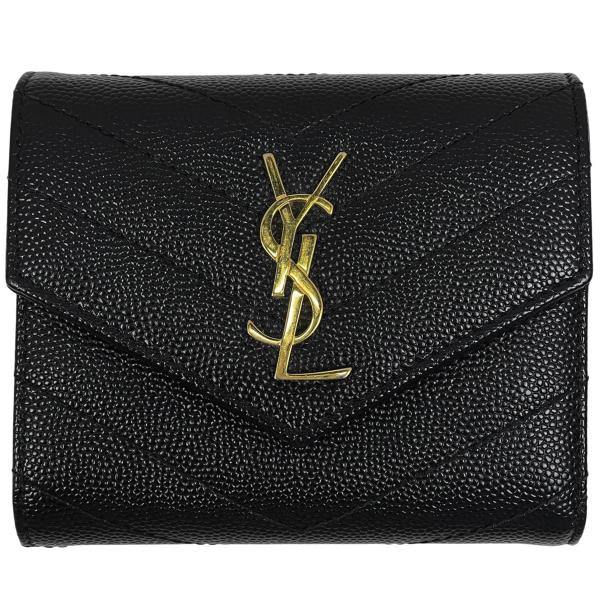 サンローラン SAINT LAURENT ロゴ 三つ折り財布 カサンドラ マルチフォールド ウォレッ...