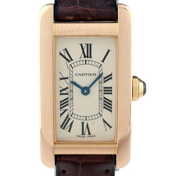 カルティエ CARTIER タンク アメリカン SM W2607456 腕時計 レザー ローズゴール...