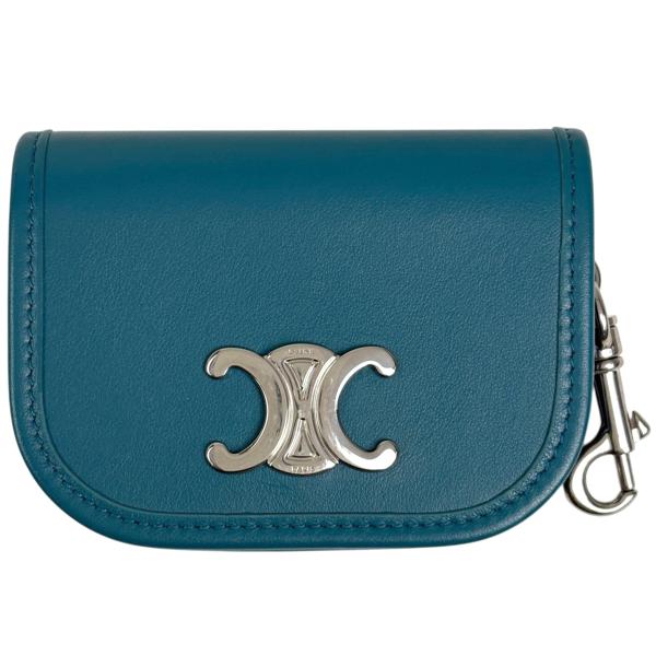 セリーヌ CELINE トリオンフ カードケース コインケース レザー グリーン レディース 中古