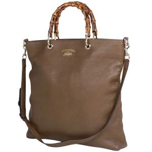 グッチ GUCCI バンブー トートバッグ 2WAY ショルダーバッグ トートバッグ レザー ブラウン 323663 レディース 中古
