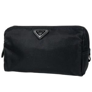 プラダ PRADA ロゴプレート ポーチ 化粧ポーチ テスートナイロン ネロ(ブラック) 1NA693 レディース 中古