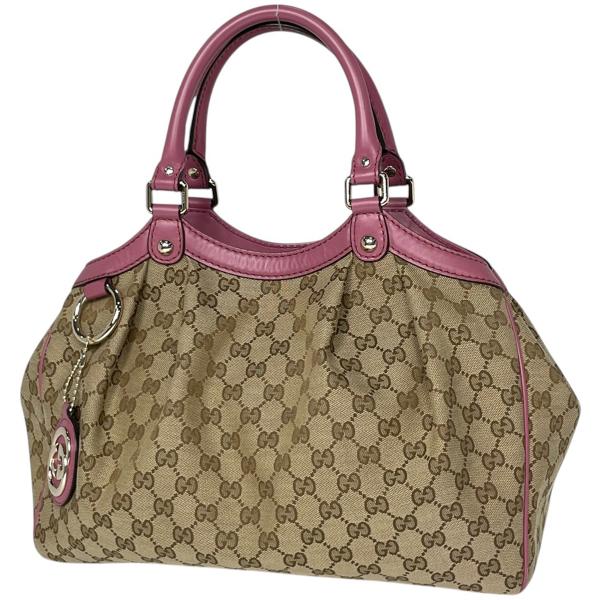 グッチ GUCCI ハンドバッグ GG柄 スーキー GGキャンバス ベージュ ピンク 211944 ...