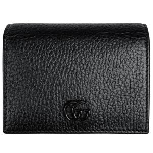 グッチ GUCCI GGマーモント ミニ ウォレット ダブルG 二つ折り財布 レザー ブラック 456126 レディース 中古 在庫一掃