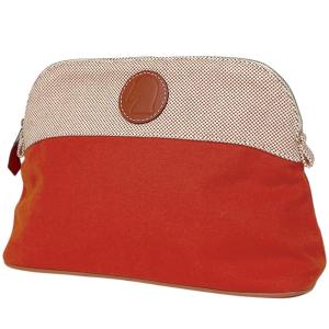 エルメス HERMES ボリード ポーチMM キャンバス レッド レディース 中古 在庫一掃