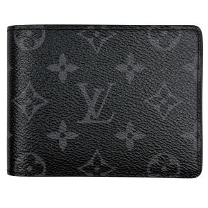 ルイ・ヴィトン Louis Vuitton ポルトフォイユ ミュルティプル 札入れ カード入れ 二つ折り財布 モノグラムエクリプス ブラック M61695 メンズ 中古