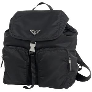 プラダ PRADA ロゴプレート リュックサック バッグパック テスートナイロン ネロ(ブラック) 1BZ005 レディース 中古