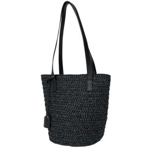 サンローラン SAINT LAURENT トートバッグ パニエ スモール かごバッグ ラフィア ブラック 579518 レディース 中古