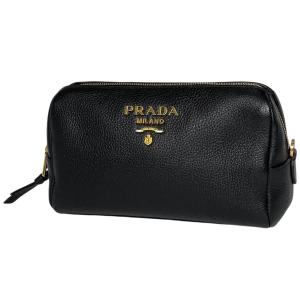 プラダ PRADA 化粧ポーチ レザー ネロ(ブラック) レディース 中古