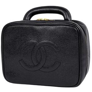 シャネル CHANEL 化粧ポーチ ココマーク バニティバッグ 2WAY キャビアスキン ブラック A07060 レディース 中古